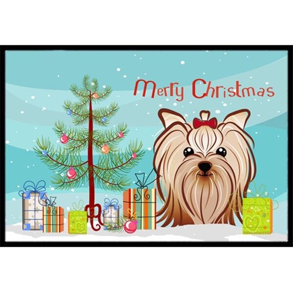 Carolines Treasures Carolines Treasures BB1576MAT Christmas Tree & Yorkie Yorkishire Terrier Indoor or Outdoor Mat; 18 x 27 BB1576MAT - main